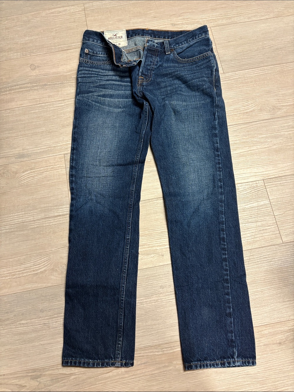 Hollister Men’s Dark Blue Straight-Leg Jeans 31x30